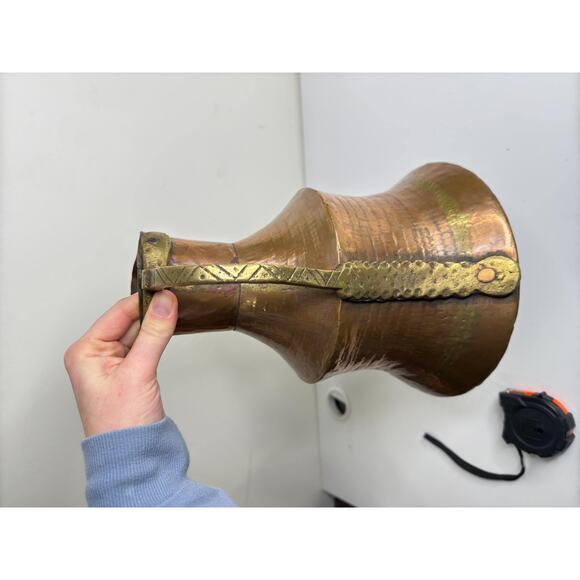 Antique Turkish Hammered Copper Brass Water Container, 19th Century - Picture 3 of 10